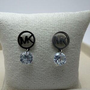 Michael Kors Black and Silver Logo Earrings